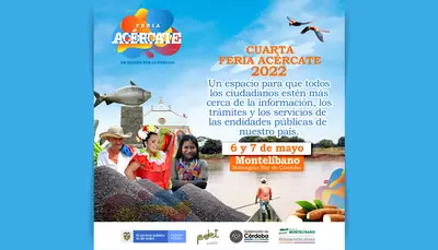 Gobernación de Córdoba participará en la cuarta versión de la Feria ACERCATE