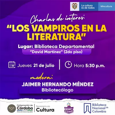 Charlas de interes: "LOS VAMPIROS EN LA LITERATURA"